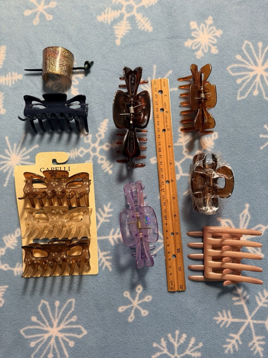Lot 10 Vintage Hair Claw Clip - Tortoise Shell, Matte Pink  display picture 1