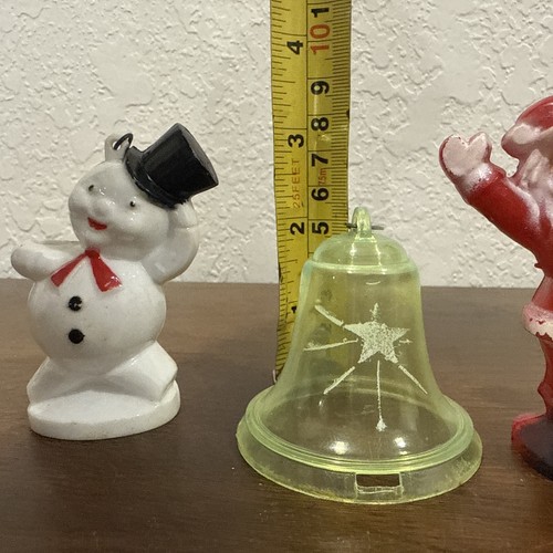 Rosbro Hartplastik Weihnachtsmann Schneemann Glocke Ornamente 40er/50er Süßigkeiten Behälter 3" - Bild 4 von 7