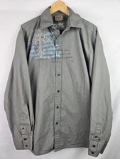 Roar Men's Shirt Size 2XL Gray Embroidered Cross Live Life Long Sleeve Buttons