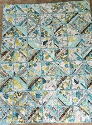 Woven Farm Quilt Cloth Parcel 56x71'' Aqua Floral - With Some Flaws