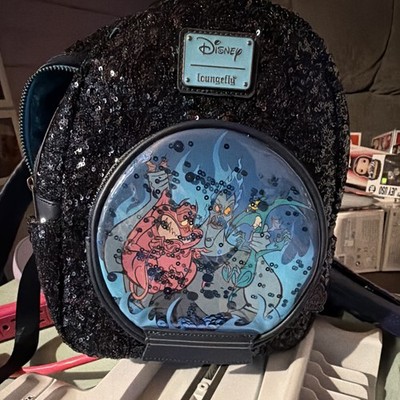 Loungefly Disney Hades Sequin Mini Backpack Black/Blue never used