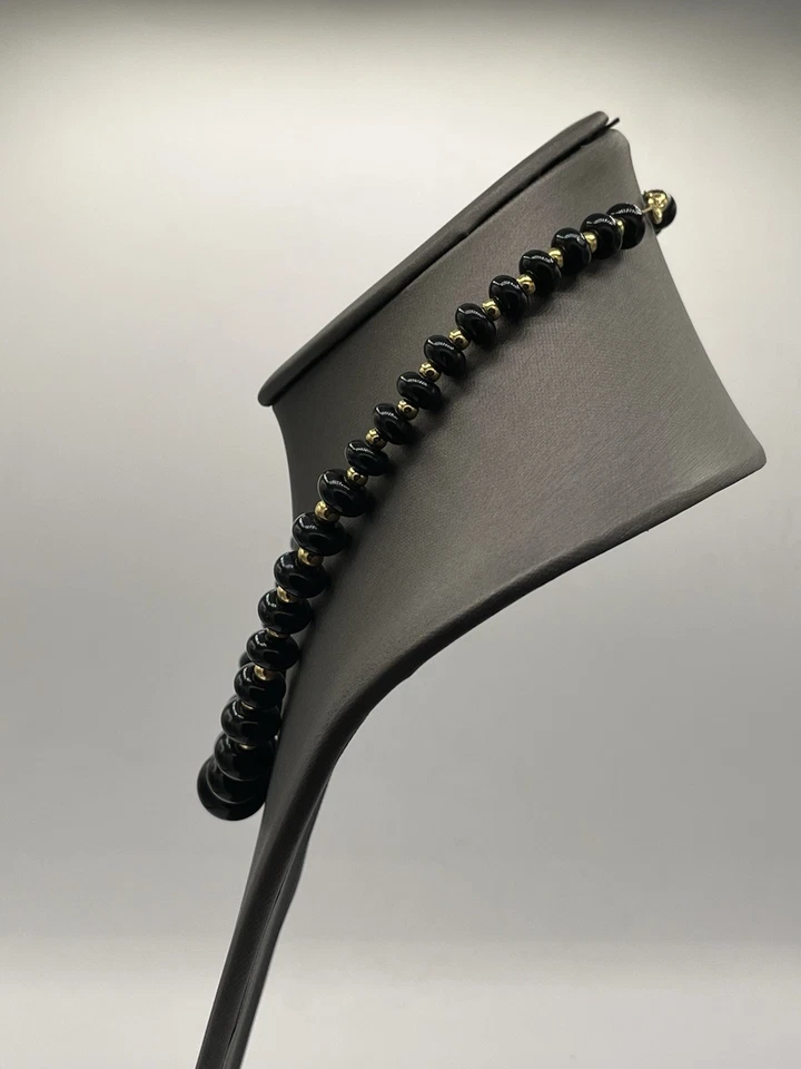 Vintage Lot Of Two Black Beaded Gold Tone Costume Necklaces Napier  & Unmarked - Image 3 of 4