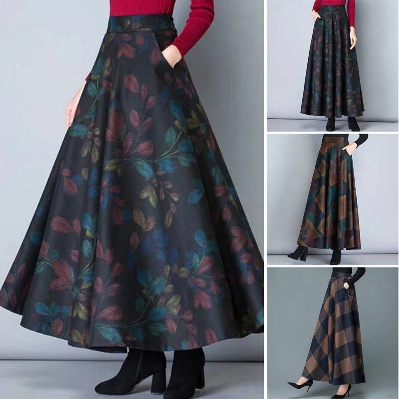 Rock 1pc Swing Vintage Abend Bedruckt Casual Cocktail Hohe Taille Party - Bild 2 von 4