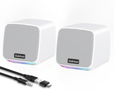 White USB Powered Desktop PC Computer Speakers 3.5mm AUX For Laptop Tablet