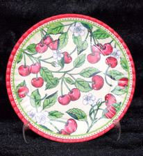6 Soho Loft Cherry Blossom Appetizer Plates Melamine 6.5" Summer Floral Cherries