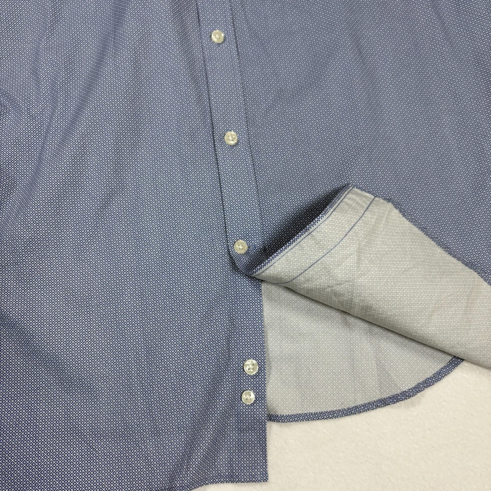 Camisa de vestir Michael Kors para hombre XL azul geométrica calce ajustado manga larga manchas Foto 2 de 4