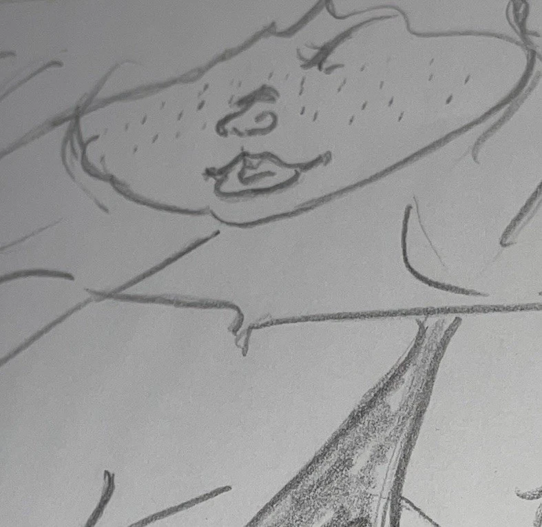 Pieza de arte firmada hecha a mano de papel A4 Beach Day Woman in the Bikini Foto 3 de 4