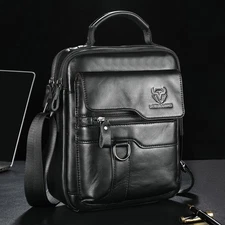 LEBULLBRO Mens Leather Shoulder Bag Medium Business Sling Bag Crossbody Bags US