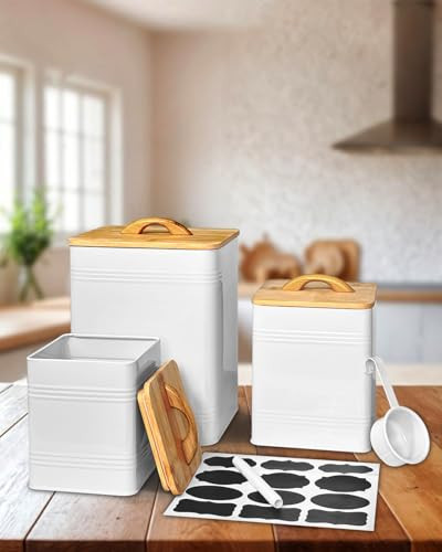 Kitchen Canisters for Countertop Set of 3 - White Metal Canisters Sets - - Bild 2 von 7