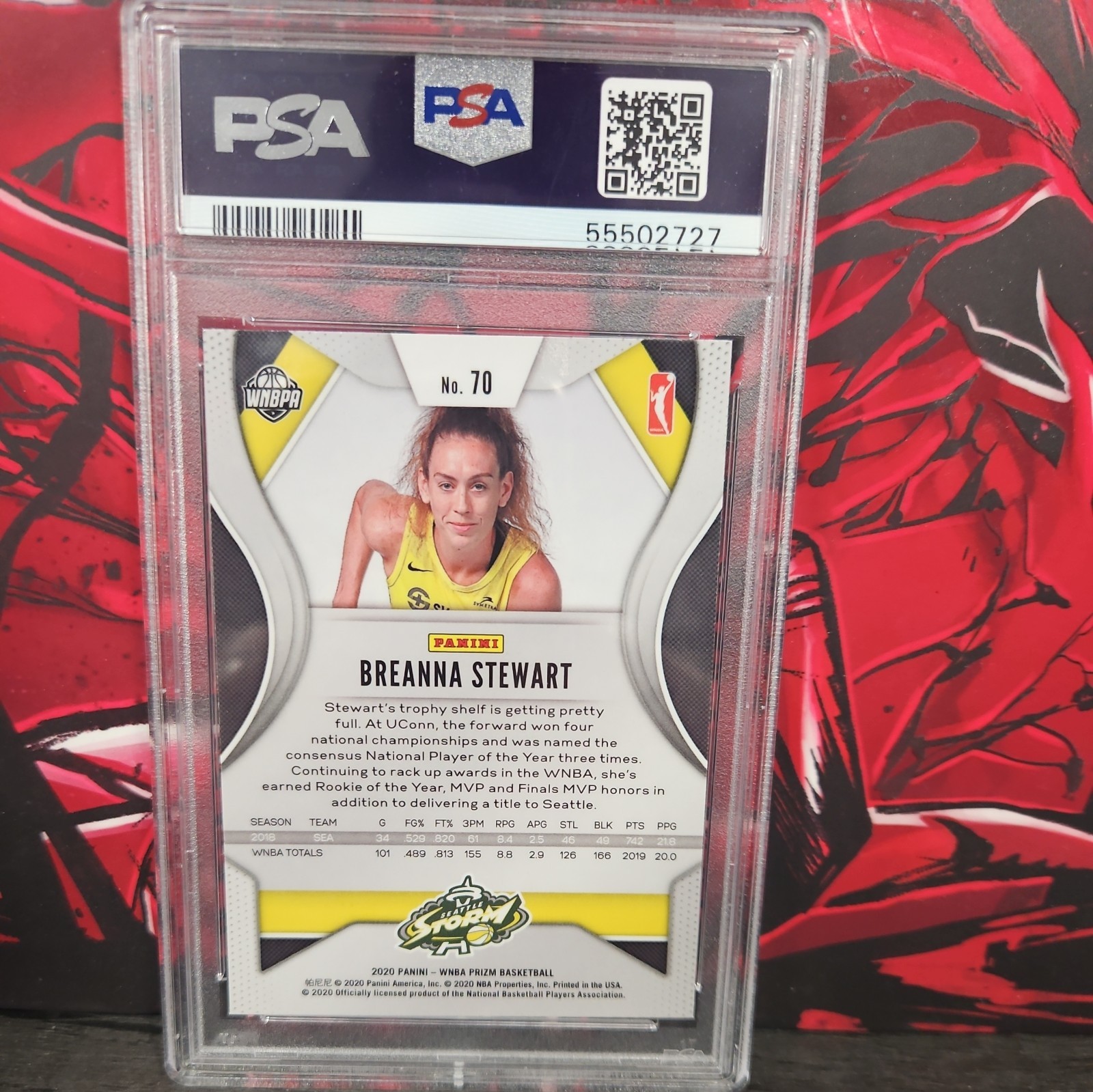 Breanna Stewart 2020 Panini WNBA PSA 9 Prizm Liberty Storm Unrivaled  view 2