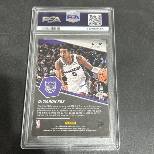 2022-23 Panini Mosaic De’Aaron Fox Breakaway Gold Prizm SSP /10 PSA 9 Mint #12 - Bild 4 von 5