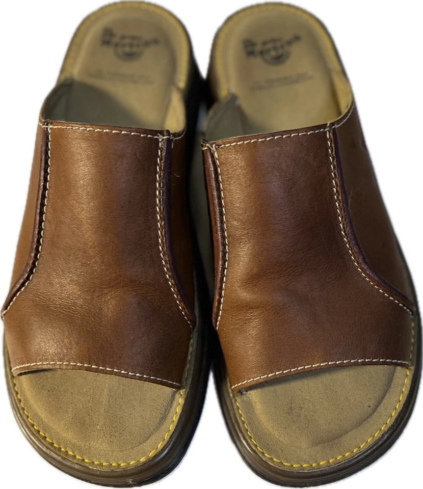 Dr Martens Slide Sandal Men's Size 7 Brown Leather Air Cushioned Soles Open Toe - Image 4 of 4