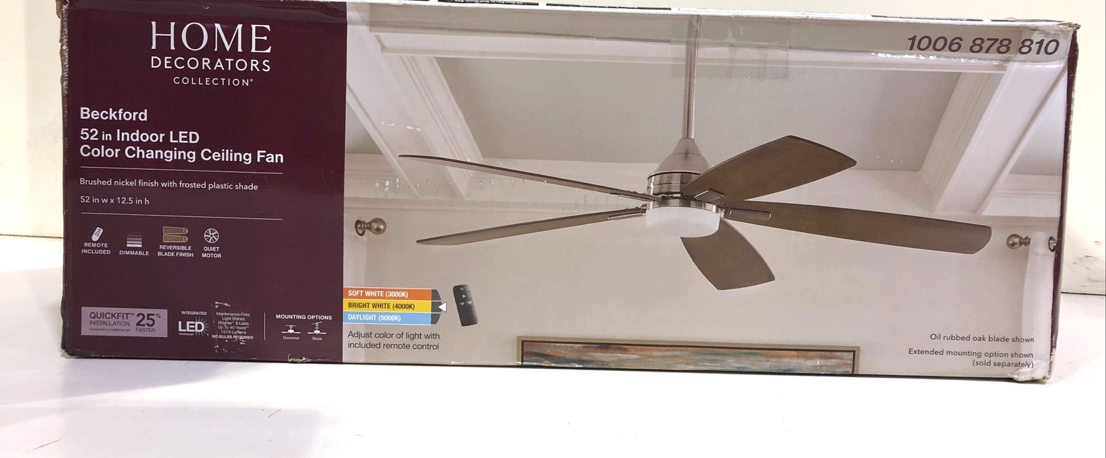 Home Decorators Beckford 52 in LED Ceiling Fan | Open Box