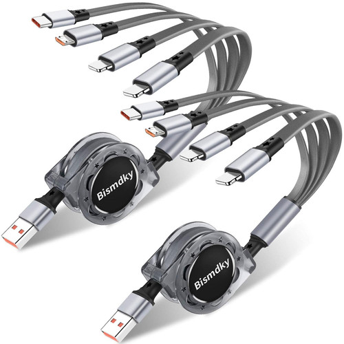 Multi Charger Cable Retractable USB Multiple Charging Cord with 2*iOS/Type...