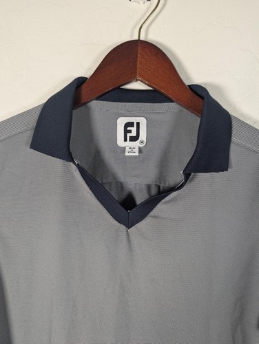 FootJoy Polo Shirt Womens Medium Gray Micro Stripe Golf Performance Stretch - Picture 3 of 10