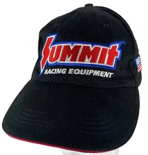 Summit Racing Equipment Hat Embroidered American Flag Logo Cap Hat Blk Strapback