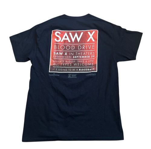 Saw X Movie Promo Blood Drive T Shirt Mens L Horror Nurse Black 2022 RARE NWOT - 第 7/10 張圖片