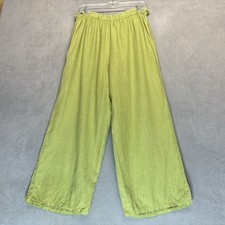 Bryn Walker Size Large 100 Linen Pants Green Wide Leg Made USA Lagenlook