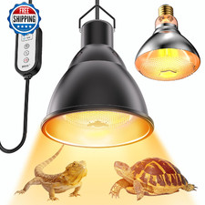 Reptile Light Fixture,7inch Deep Dome Reptile Light Fixture with 3/6/12 Timer,In