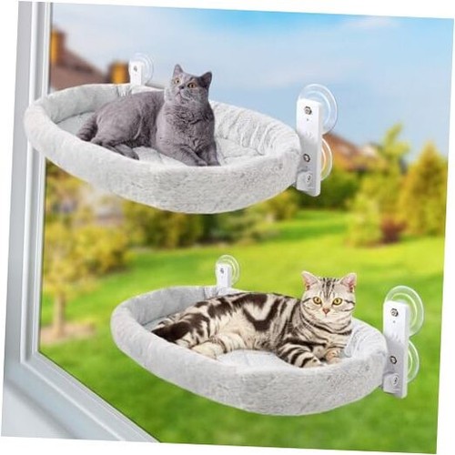 2PCS Cat Window Perch Hammock Cordless Kitty Sunny Bed Seat Window Sill Shelf