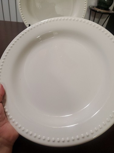 Pottery Barn Emma Cremeweiß Essteller Perlen Steinzeug 2er Set 11,25" - Bild 2 von 5