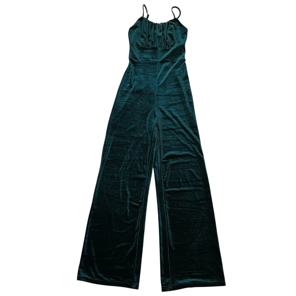Mono de terciopelo Shein para mujer talla XS verde con tiras vacaciones noche nuevo sin etiquetas Foto 2 de 4