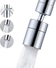 360  Swivel Faucet Aerator, Dual Mode Water Saving Sprayer Head, Chrome Brass