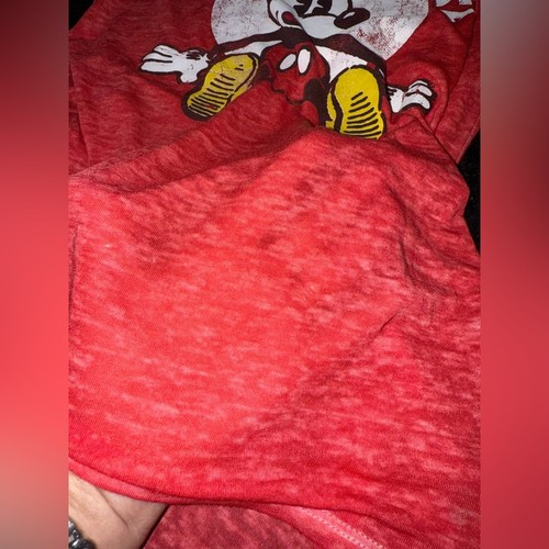 NEW DISNEY MICKEY MOUSE THIN HIGH LOW BRIGHT RED CAPPED SLEEVE TEE SZ XS - Picture 5 of 7