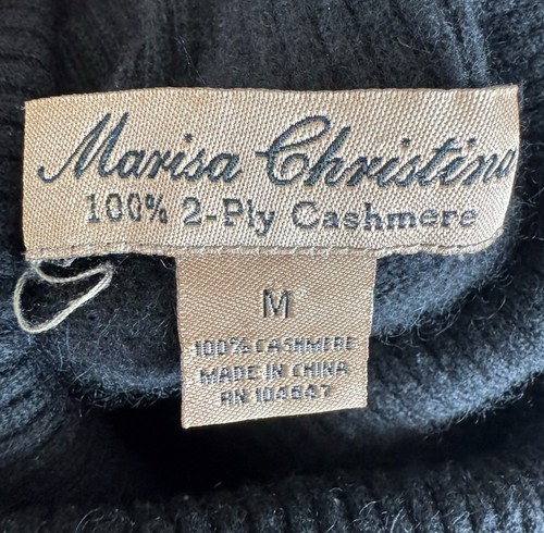 Maglione girocollo Marisa Christina 100% cashmere 2 strati nero donna taglia M morbido - Foto 5 di 5