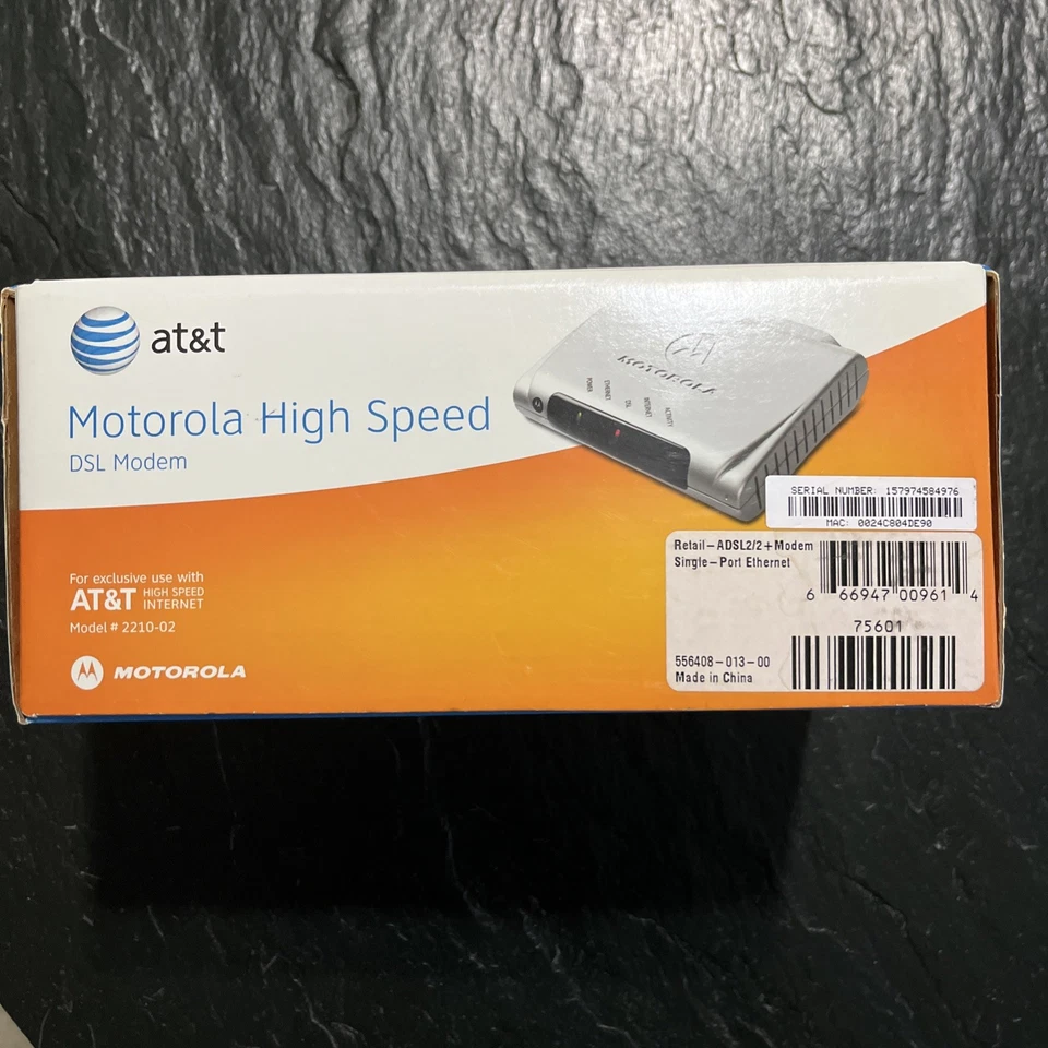 Motorola High Speed DSL Modem MSTATEA 2210-02-1022 AT&T Internet w/ Accessories - Image 3 of 4