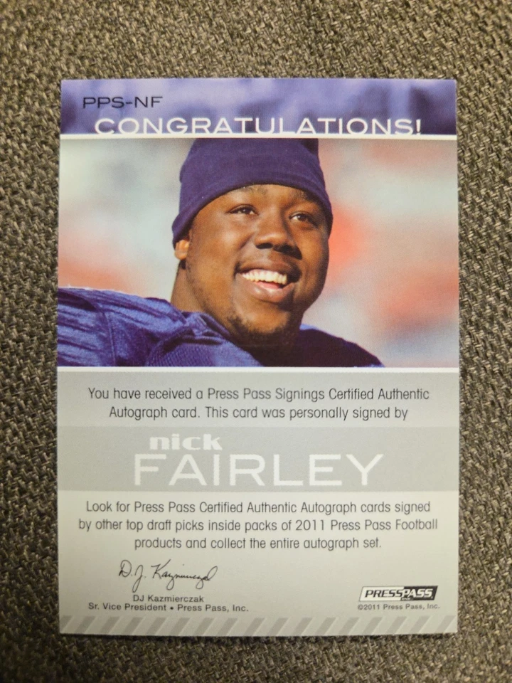 Press Pass Signings Nick Fairley 2011 #PPS-NF tinta roja plateada/50 (AU, RC) Foto 2 de 2