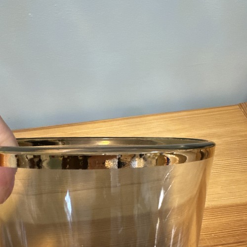 MCM Mid Century Modern Gold Rimmed Ice Bucket Jeannette Glass Culver Hazel Atlas - Picture 7 of 13