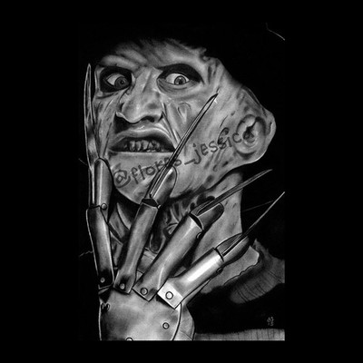 Freddy Krueger A Nightmare on Elm Street 4x6 Postcard Charcoal Portrait