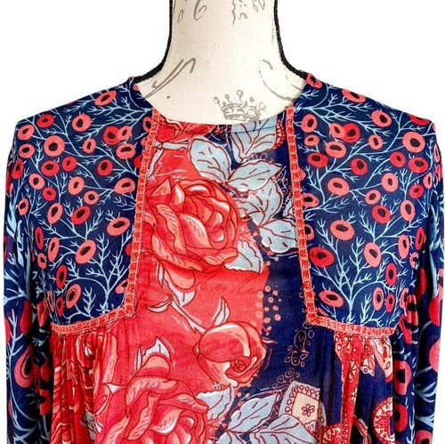 Anthropologie Bl-nk London Miranda Bauernbluse rote Rosen S Boho Paisley - Bild 7 von 15