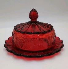 Mosser Glass Red Covered Dish - 7" Decorative Dish - See Description 