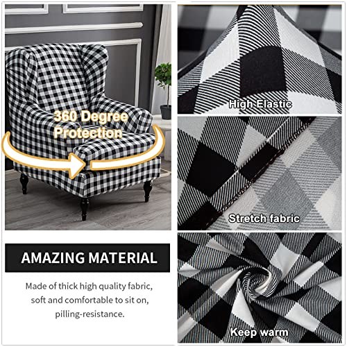 Wing Chair Slipcovers 2 Pieces Stretch Spandex Wingback Chair Covers Sofa - Picture 2 of 8