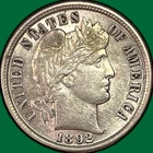 1892 Barber Dime Choice Almost Uncirculated AU+ Coin #37791
