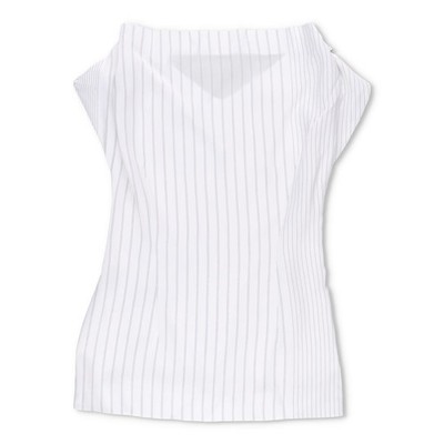 JIL SANDER Damen Kleid Seidenmischung Mini weiß gestreift ärmellos Größe 38 UVP 350