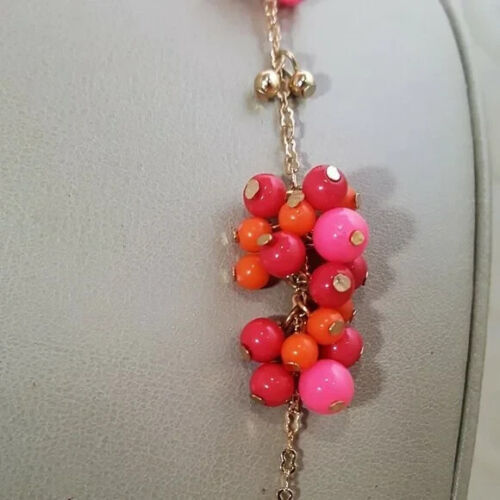 Vera Bradley Women's Cluster Beaded Gold Plated Pink Necklace NWT - Picture 4 of 4