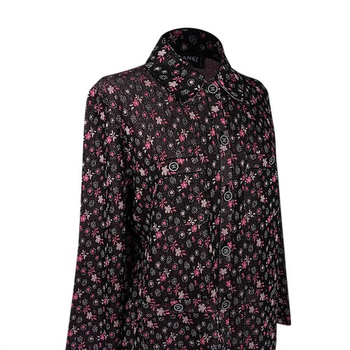 Chanel 24B Jacket Black and Pink with Metallic Thread Logo Buttons 36 / 4 - Picture 9 of 12