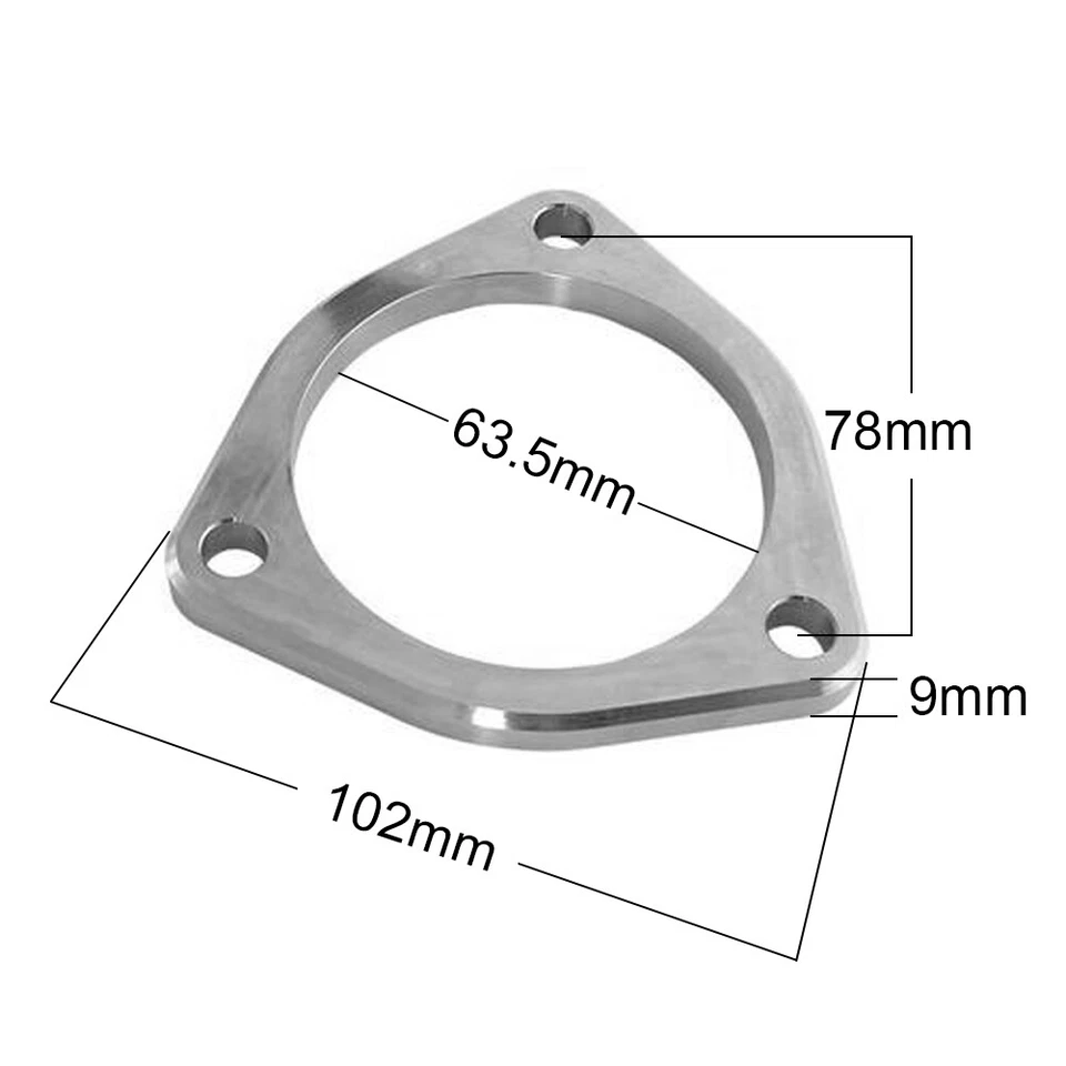 Universal 2.5" 63mm Stainless Steel 3 Bolt Gasket Exhaust Flange Plate Kits Set - image 2 of 4