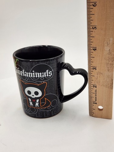 Skelanimals CAT Black Mug 2009 Target Mini Cup Heart Handle 3.5" - Picture 11 of 11