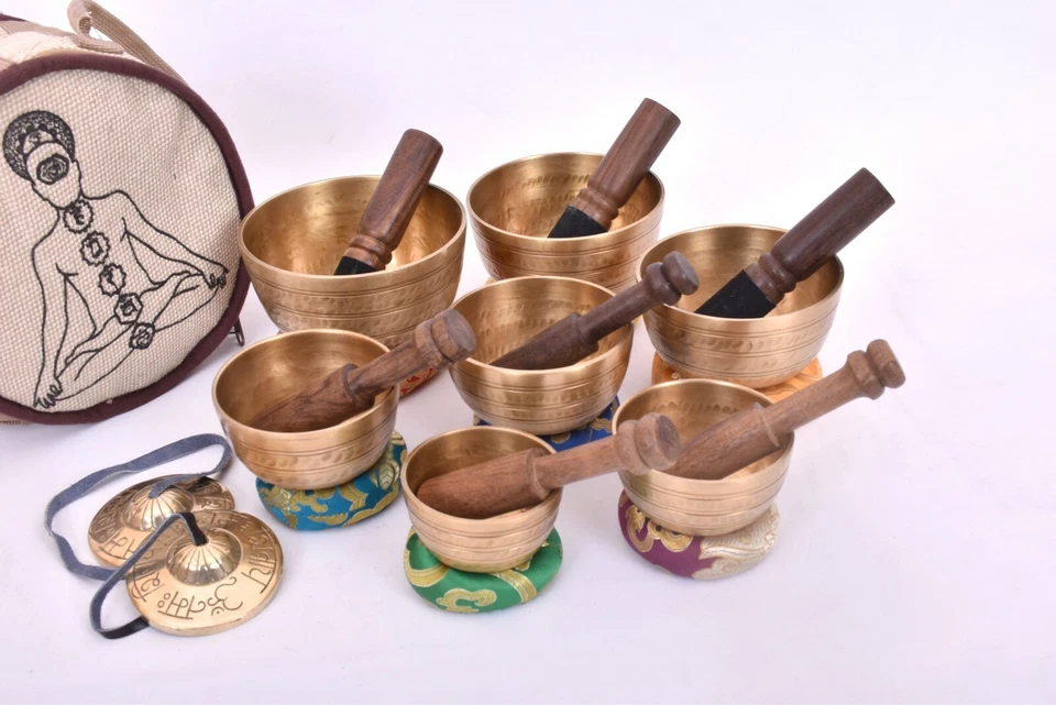 Hand beaten Singing Bowl Set Of Seven - Best for Meditation & Mindfulness -Nepal - Image 4 of 4