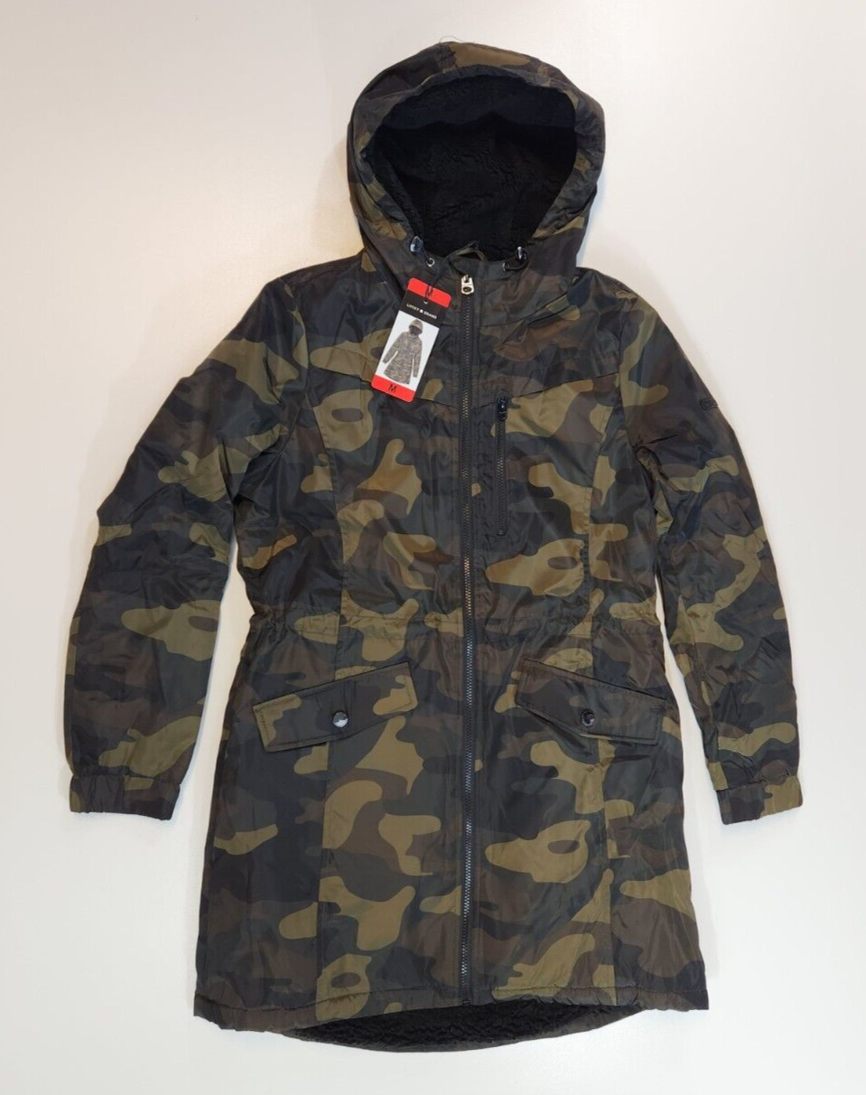 LUCKY BRAND Women's Green Camo Jacket Size Medium M Quilted Zip Coat