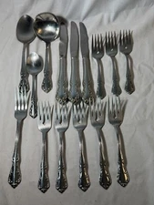 15 PC ONEIDA ST LOUIS STAINLESS STEEL FORKS KNIVES SPOONS ETC -FREE SHIP