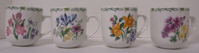 Thomson Floral Garden Mug Tea Cup Iris Pink Crocus Daffodils Geraniums Set of 4
