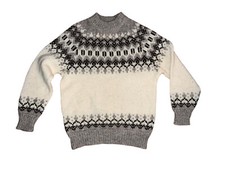 Vtg RUNOX Scandanavian Wool Sweater Scandia Strik Denmark - Sz Small Ivory Brown