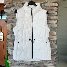 Image of Calvin Klein Jeans Designer Womens Quilted Oversized Puffer Vest Ecru L XL NWT