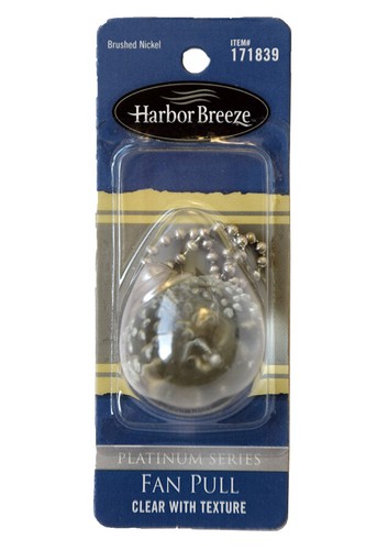 Harbor Breeze Fan Pull # 171839 Platinum Series Clear w/Texture, Brushed Nickel