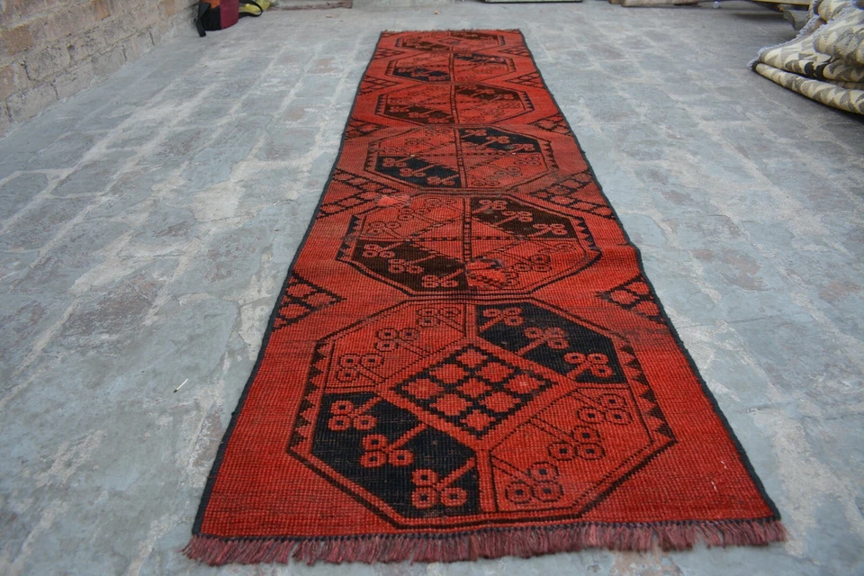1'10 x 7'9 Feet. Antique Handmade Afghan Turkman Elephant Foot Design Filpai. - Image 3 of 4
